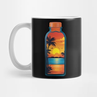 "Liquid Gold: Glass Bottles in the Warm Embrace of Sunset" Mug